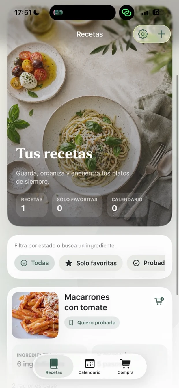 Foodie Book: recetario, calendario y lista de la compra